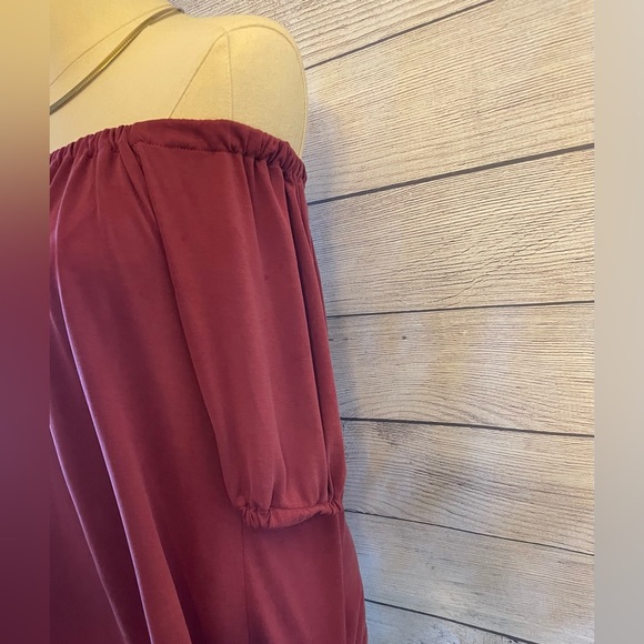 Burgundy Off The Shoulder Loft Tunic Top Size XSP - Picture 4 of 7
